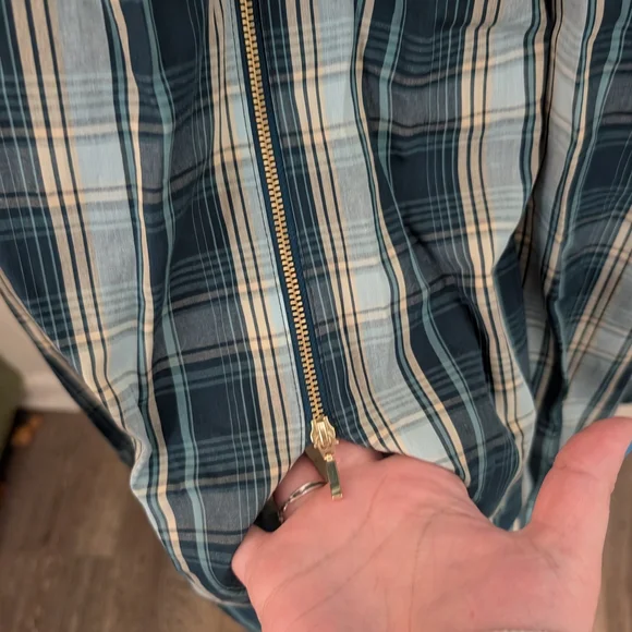 Anthropologie Teal Plaid Midi Dress with Smocked Waist - Picture 5 of 9